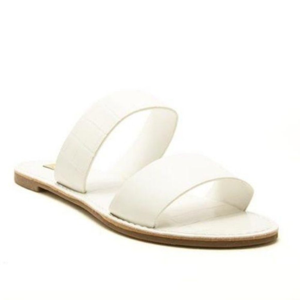 Double Strap Croc & Faux Suede Sandals in White - Picture 5 of 5